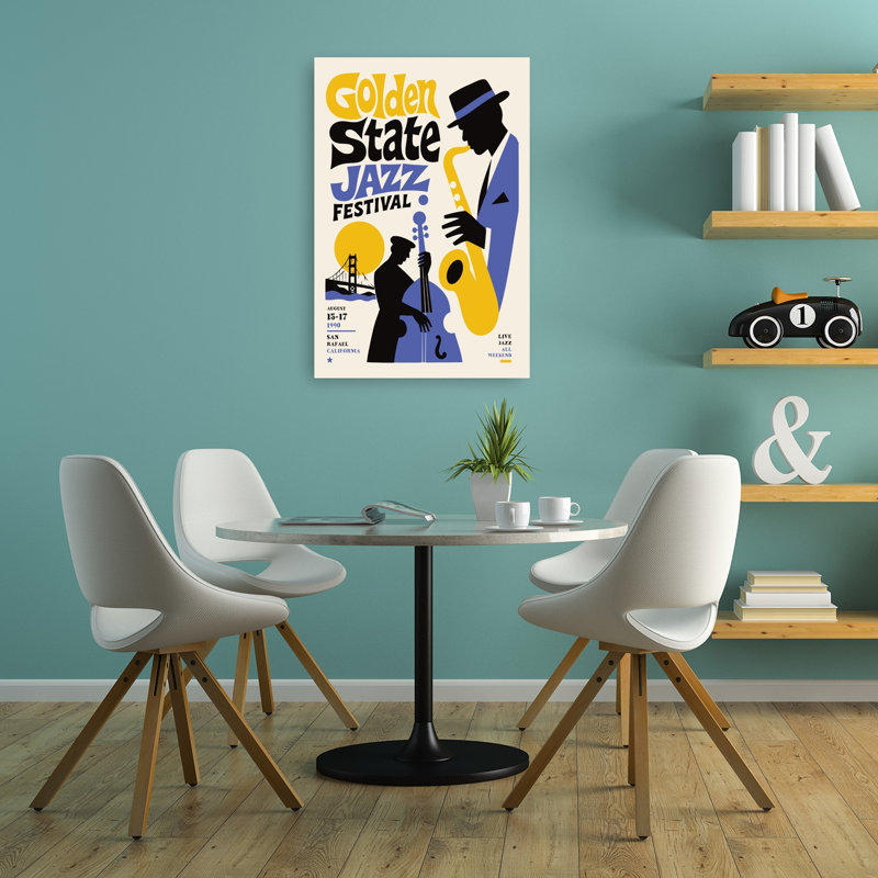 «Golden State Jazz Retro Vintage Architecture», reproduction d'art murale, H 36 po x l 24 po