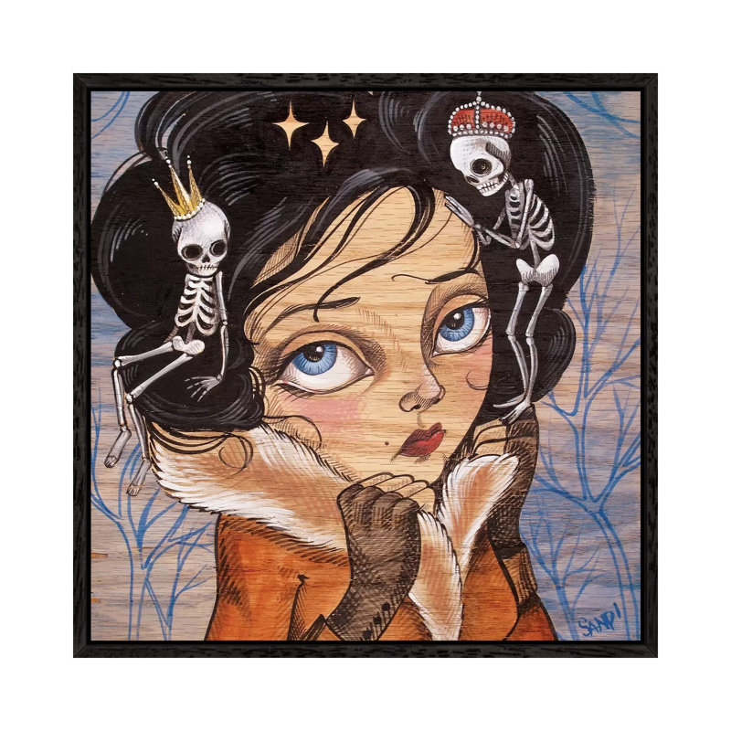 Skully Locks by Sandi Calistro - Painting on Canvas, Black Framed, 93.98 cm H x 93.98 cm W