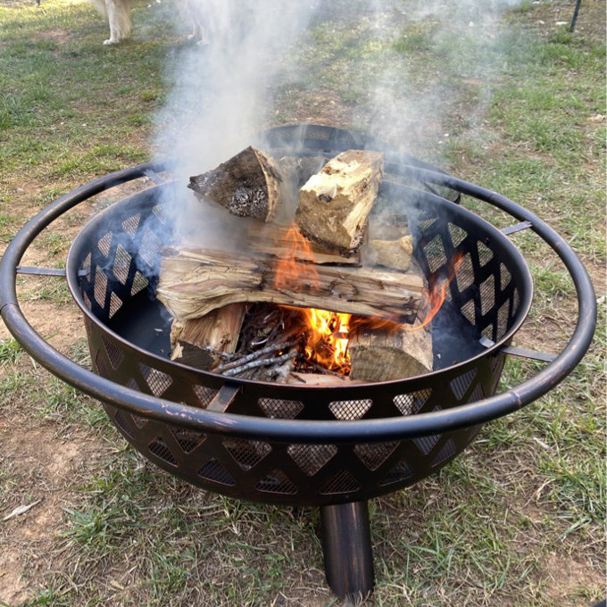 36″ Dia. × 23.5″ H Cast Iron Wood Burning Fire Pit