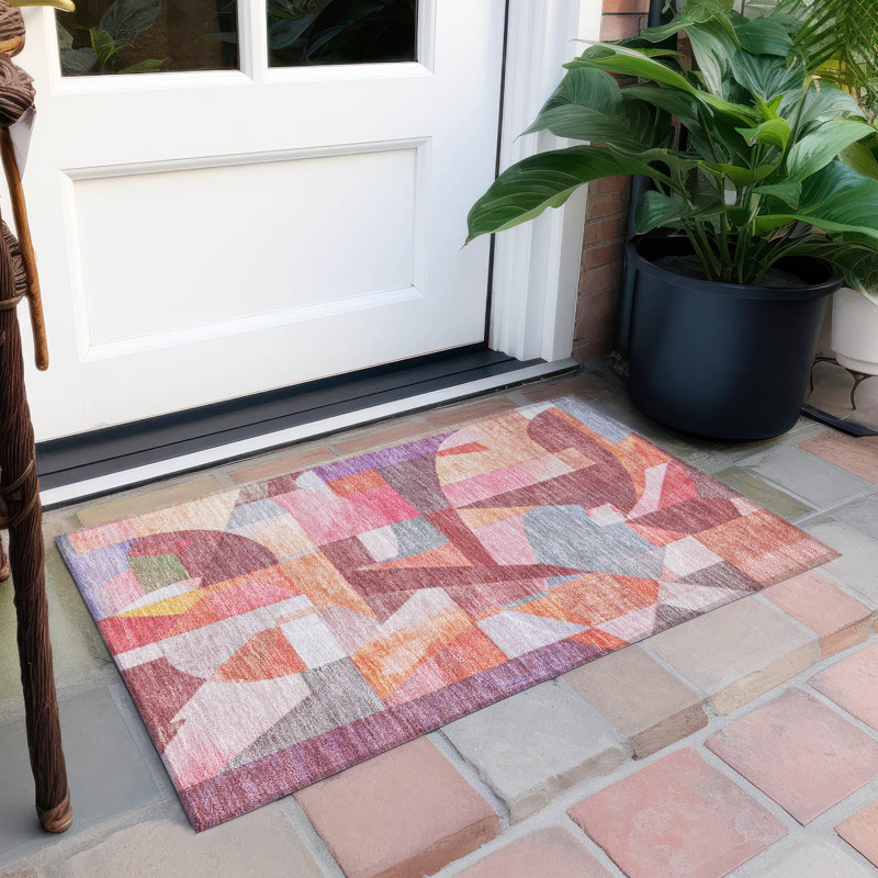 Tapis paprika intérieur / extérieur lavable à la machine, Rectangle 1 pi 8 po x 2 pi 6 po