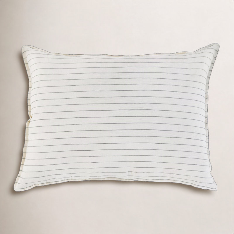 Blake Linen Shams, Standard, Cream/Gray
