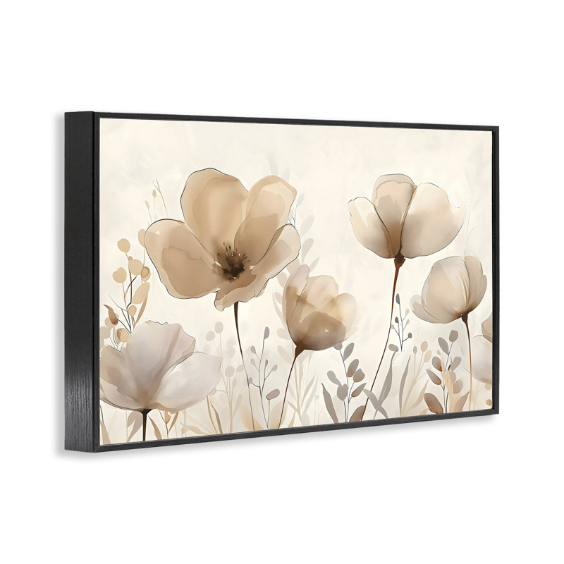 Giclée encadrée, fleurs neutres et fleurs sauvages, design by Creative Studio, H 16 po x l 24 po, Noir