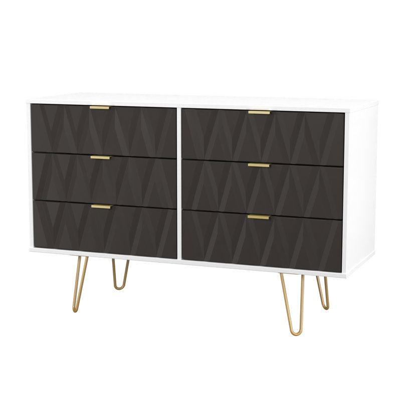 Baturhan 6 Drawer Wide Chest (Ready Assembled), Graphite/White