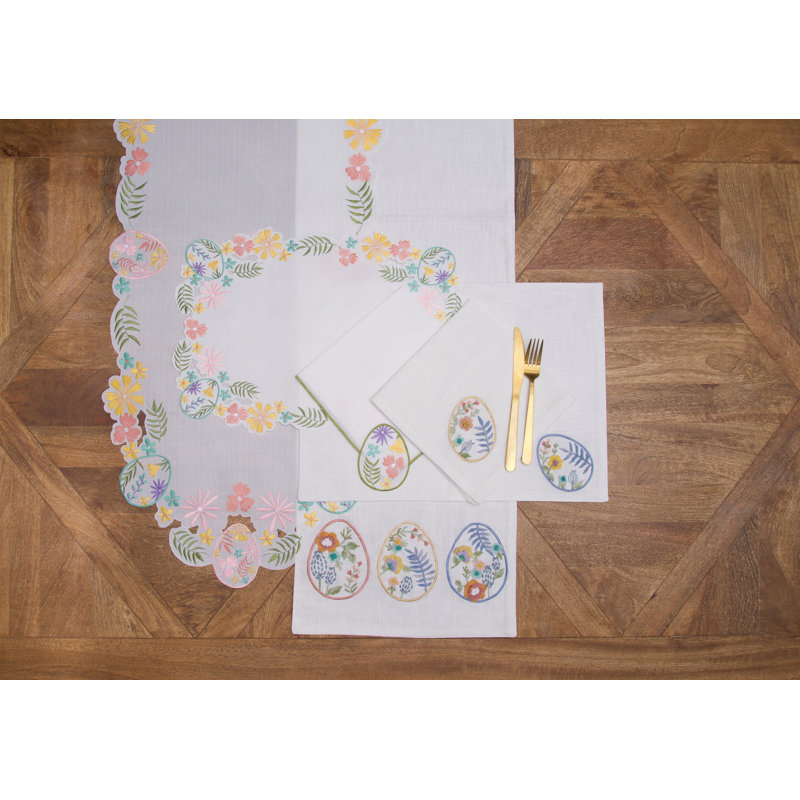 Ensemble de 6 serviettes de table brodées à motif floral et ajouré