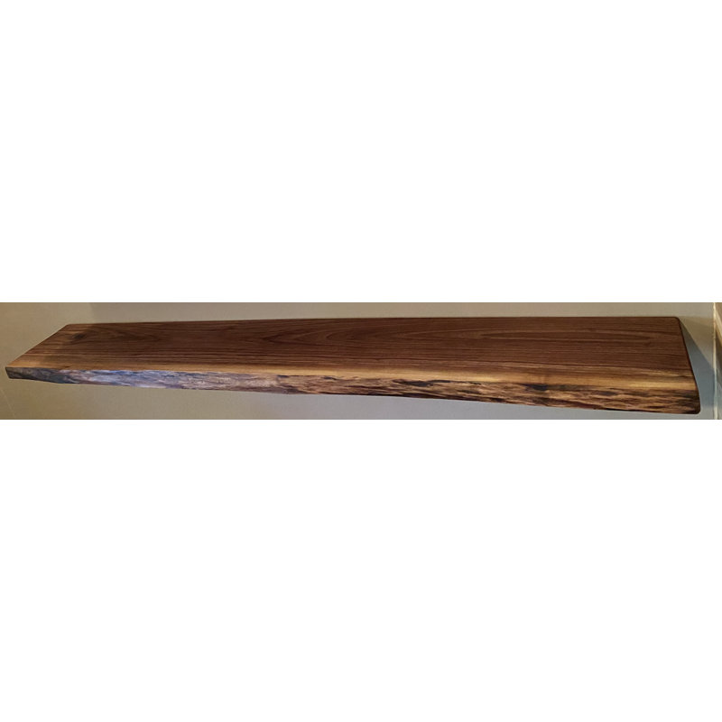 Walnut Floating Shelf with Live Edge, 2" H x 78" W x 12" D