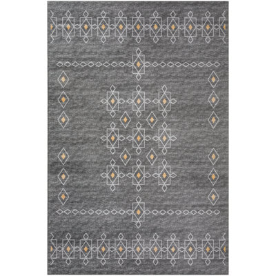 Tapis gris / blanc / jaune tissé à la machine Anberlin