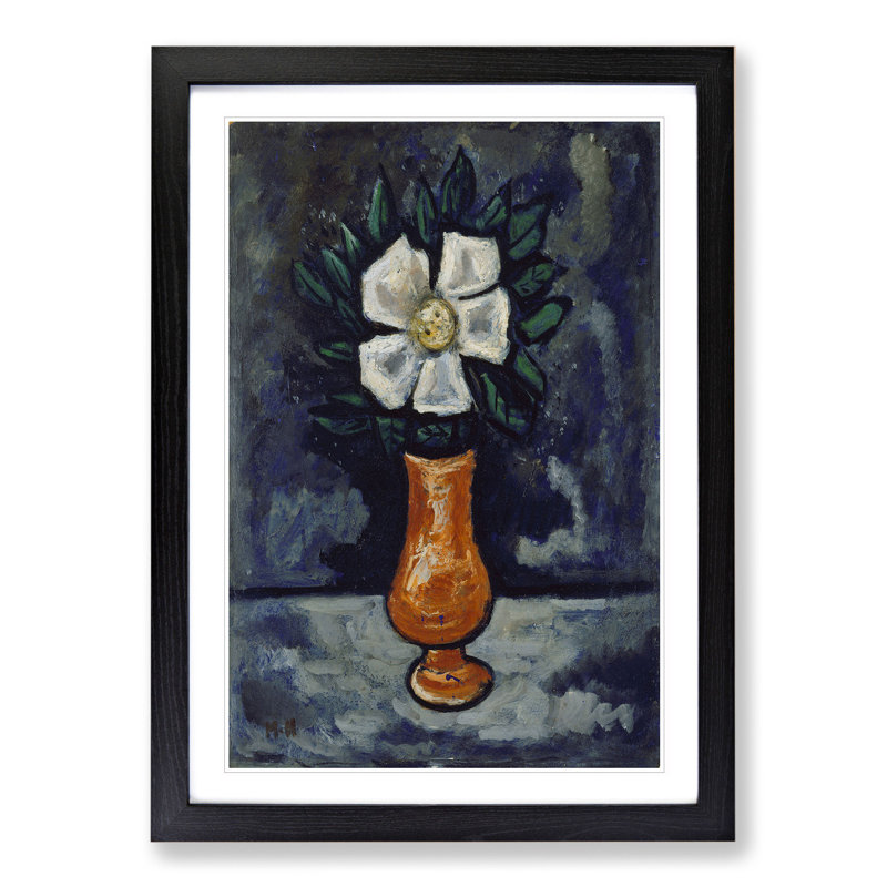 White Flower by Marsden Hartley - Picture Frame Painting, Black, 36cm H x 27cm W x 2cm D