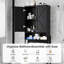 Armoire de rangement au-dessus de la toilette avec 2 portes - Organisateur de salle de bain avec dispositif anti-basculement et tablettes réglables, économiseur d'espace pour la salle de bain et la salle de lavage