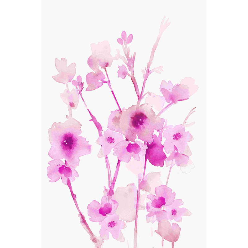 Aquarelle, fleur de cerisier rose - peinture sur toile tendue, H 18 po x l 12 po