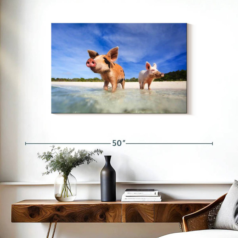 Crowle Pigs On Exumas Islands, 24" H x 36" W