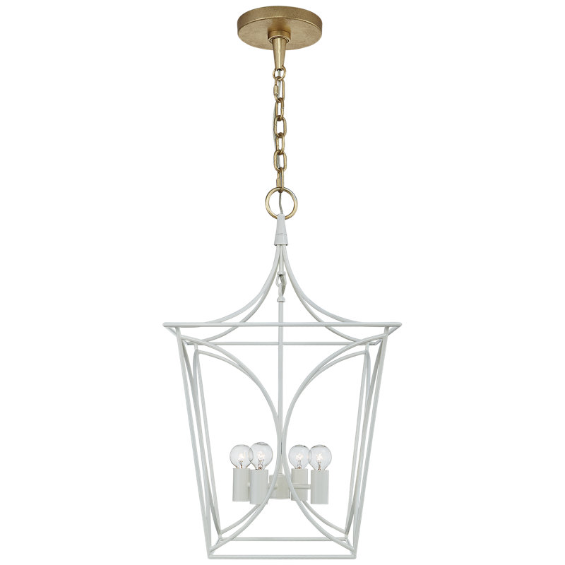 kate spade new york Cavanagh Small Lantern, 23" H x 13.75" W x 13.75" D, Light Cream/Gold