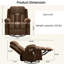 Fauteuil inclinable pivotant brun de 38 po avec massage et chaleur à 8 points, porte-gobelets, port USB, capacité de 350 lb-531550912