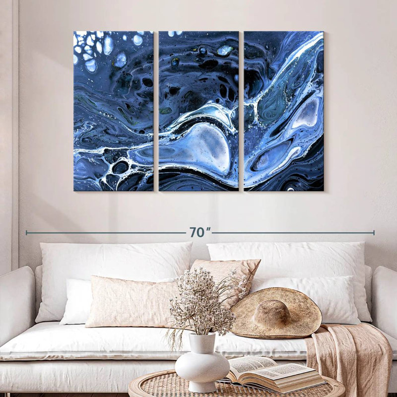 Avery Dark Blue Abstract, 32" H x 50" W