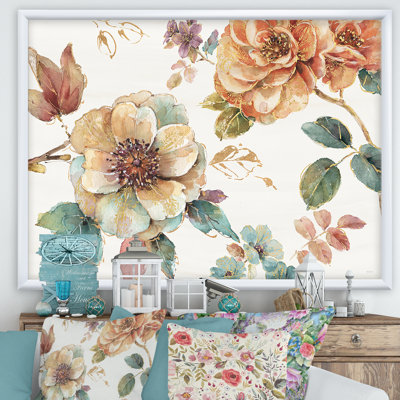 " Orange And Cream Cottage Flowers Twig "