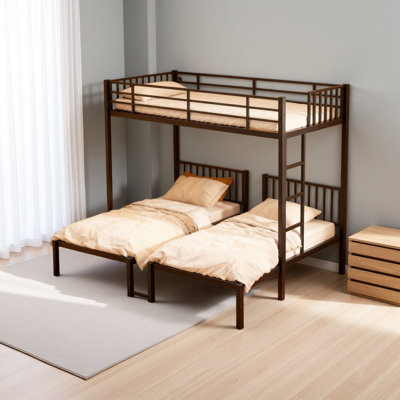 Triple Bunk Bed For Kids,3 Bed Bunk Beds For 3,Metal Triple Bunk Beds,Separates Into 3 Twin Beds,Noise Reduced Structure