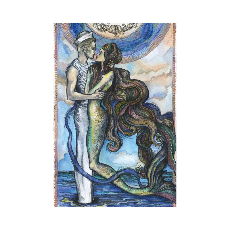 The Sailor And The Mermaid by Fanitsa Petrou - Wrapped Canvas Print, 20.32 cm H x 30.48 cm W