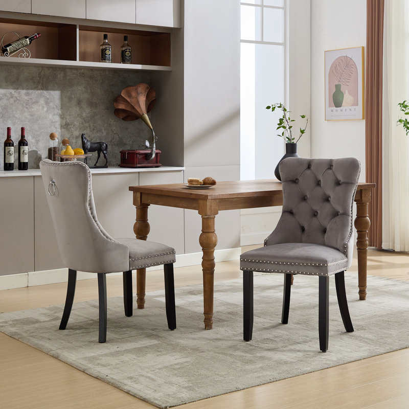 Upholstered Accent Chair, Grey, Black