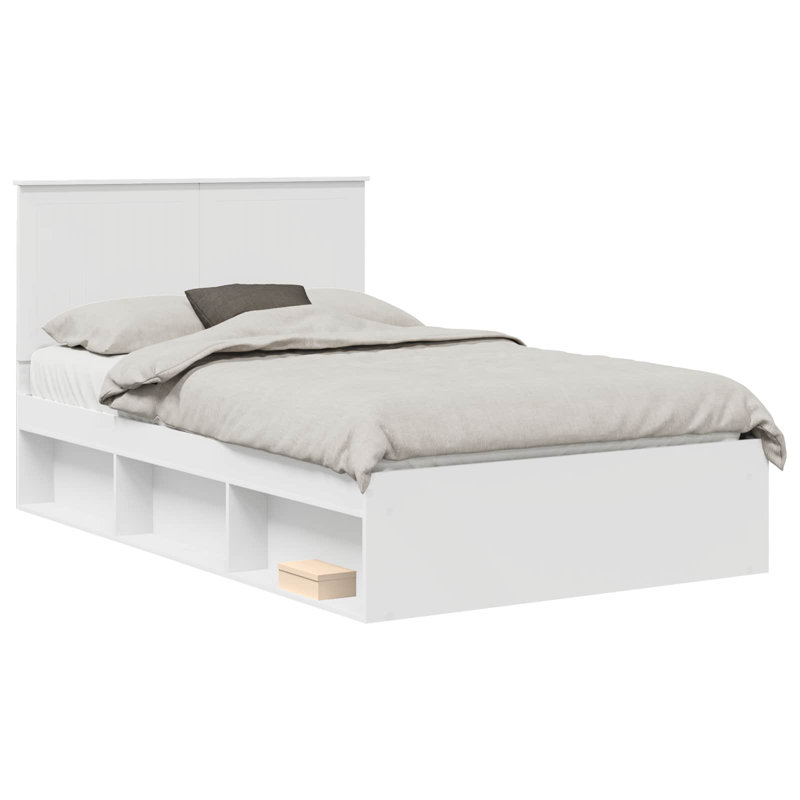 Solid Wood Bed, Small Double (120 x 190 cm), White