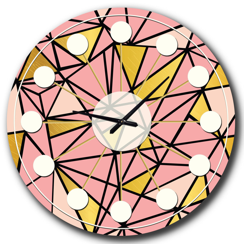 Triangulaire or Design II - horloge murale moderne Mid-Century, Petit