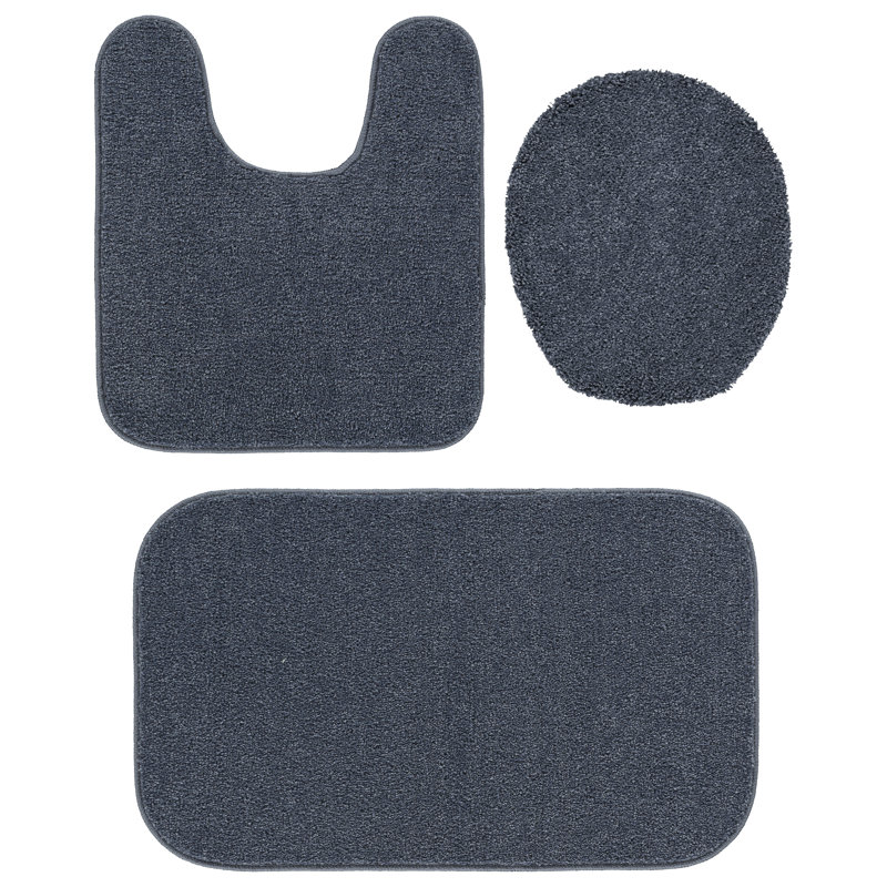 Ensemble de 3 tapis de salle de bain lavables Gramercy bleu ardoise
