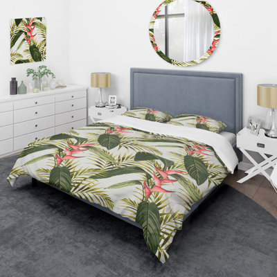 Green Tropical Summer - Floral Duvet Cover Set - Microfiber Polyester