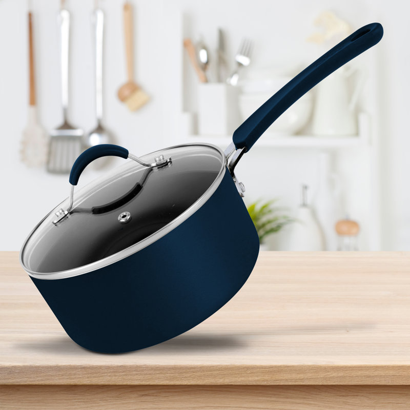 Non-Stick Cast Iron Saucepan, Blue