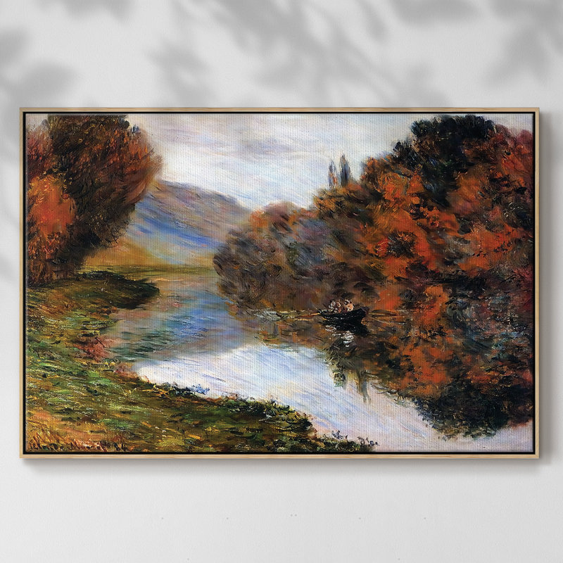 Chaloupe sur la seine à Jeufosse, 1884, H 41 po x l 27 po x P 2 po, Toile avec cadre brun