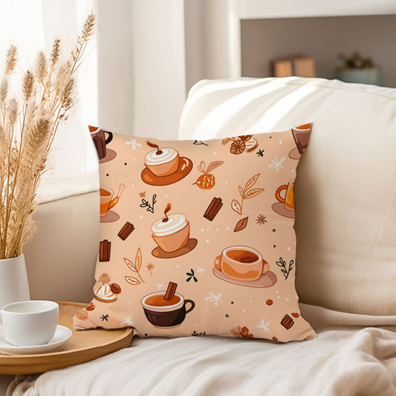 Holiday Fall Thanksgiving Pattern II Coffee, 20"H x 20"W