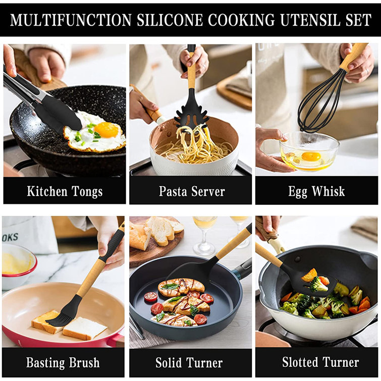 QXXSJ 5 -Piece Silicone Cooking Spoon Set