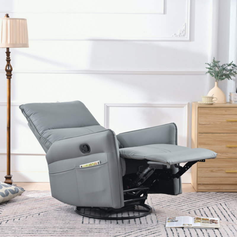 Tyvan Faux Leather Recliner, Blue-Gray, Manual