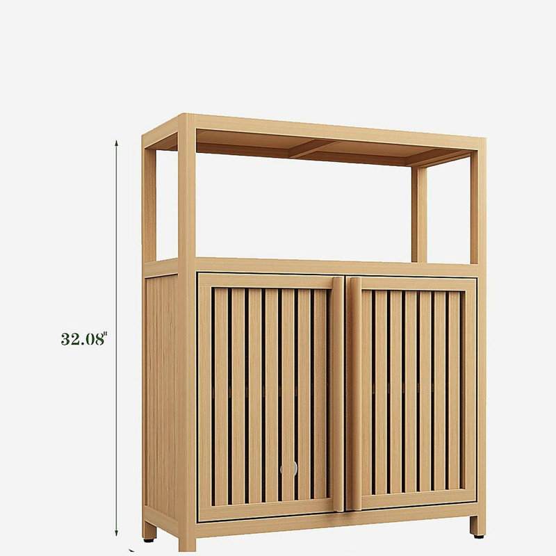 Armoire de rangement en bambou avec tablettes Living Room, Naturel