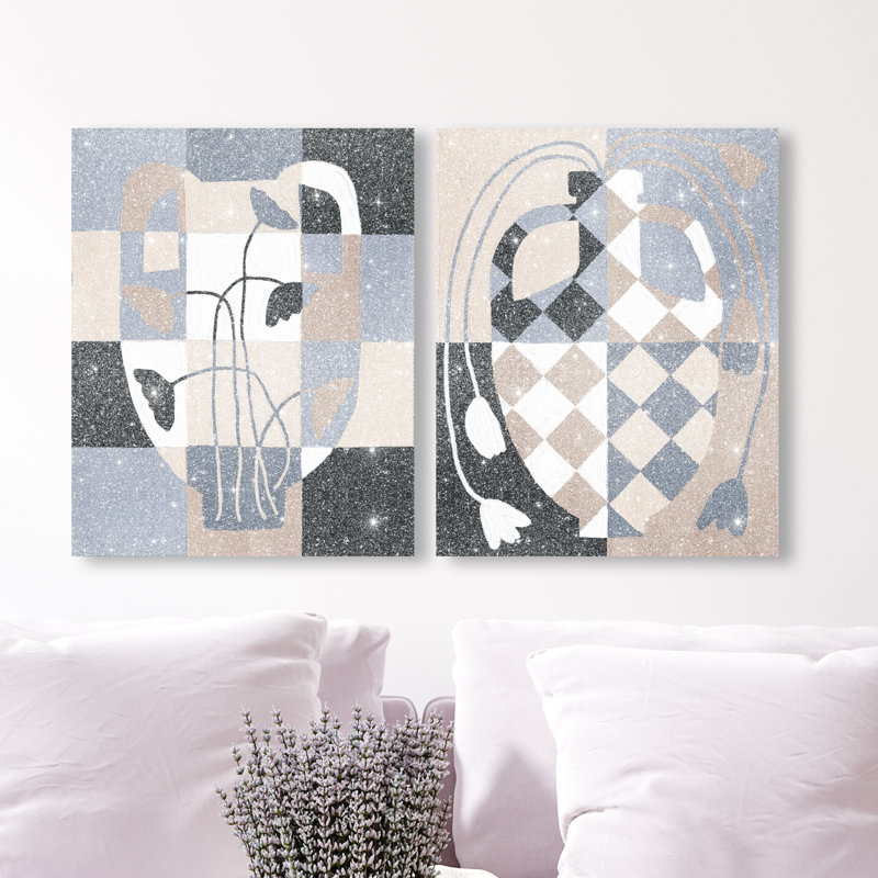 Checkered Boheme Set Set by Oliver Gal, 40"H x 32"W, Gallery Wrapped