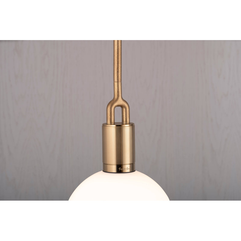 Luminaire suspendu fourche / globe / grand, Laiton, Opale