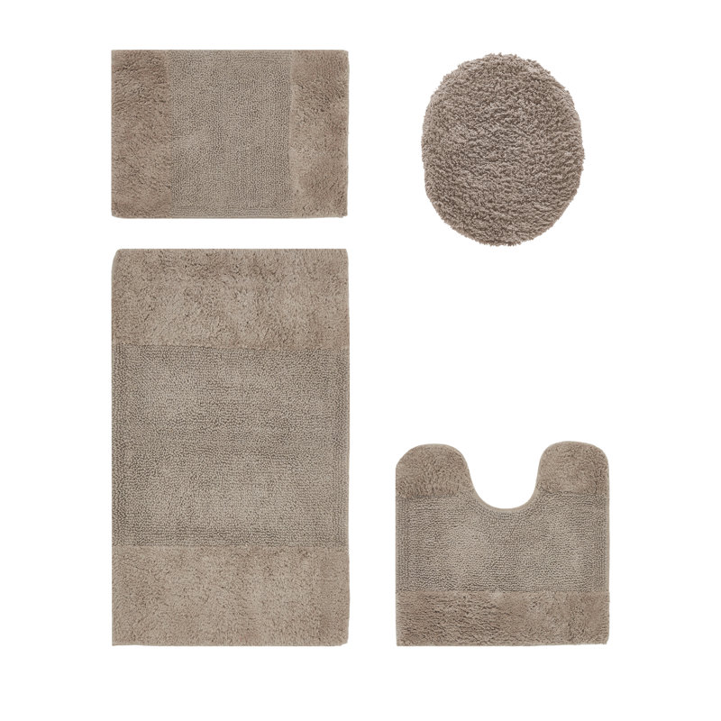 Ensemble de tapis pour salle de bain 100% coton 2155 GSM de qualité supérieure Granada, certifié OEKO-TEX®, envers en latex antidérapant, touffeté moelleux, super absorbant et lavable à la machine pour salle de bain, douche, baignoire et meuble-lavabo, beige
