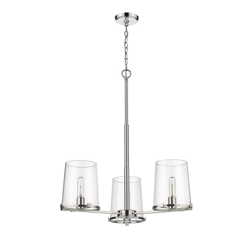 Lustre 3 lumières Asine, Nickel poli