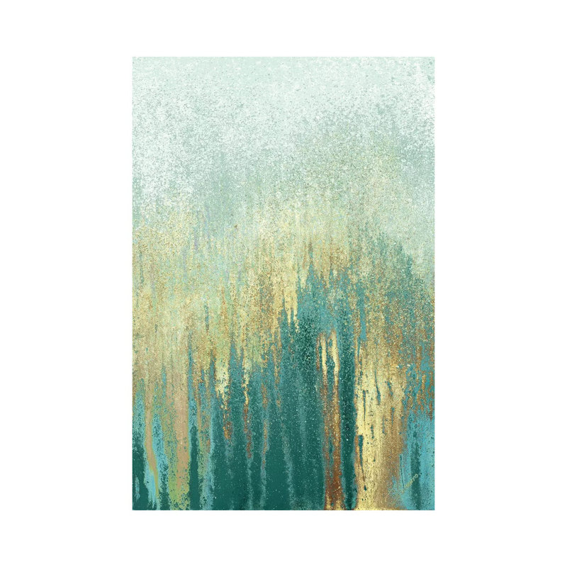 «Teal Golden Woods» par Roberto Gonzalez - reproduction d'art, Aucun mat, Toile tendue, H 26 po x l 18 po x 1,5 po
