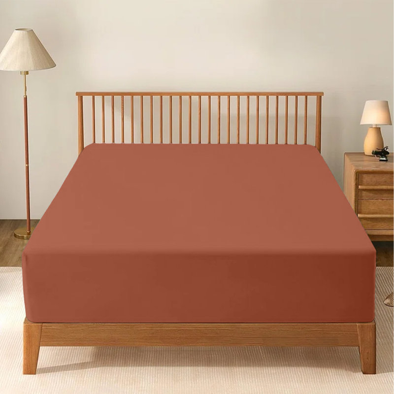 Soft & Breathable Microfiber Extra Deep Fitted Sheet, Rust, Double (4'6)