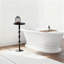 Table à boissons ronde à piédestal avec base en métal courbée en S, table d'appoint peu encombrante pour le salon, la chambre à coucher et le balcon