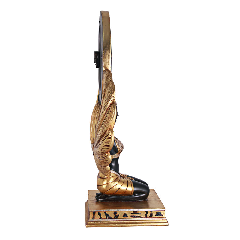 Grand-Scale Egyptian Goddess Isis Gold and Black Tabletop Clock
