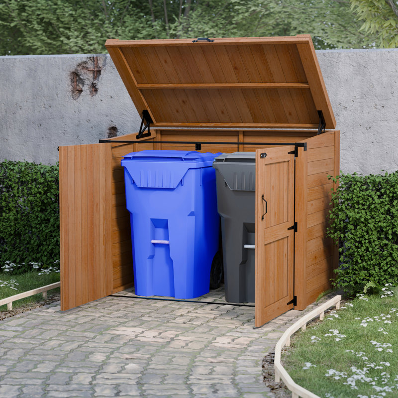 HEAVY DUITY horizontal cedar waste garbage can, H 53 po x l 64 po x P 38 po