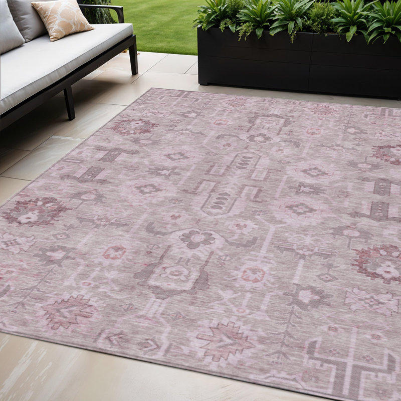 Tapis oriental lavable oriental rose 5 pi x 8 pi mauve