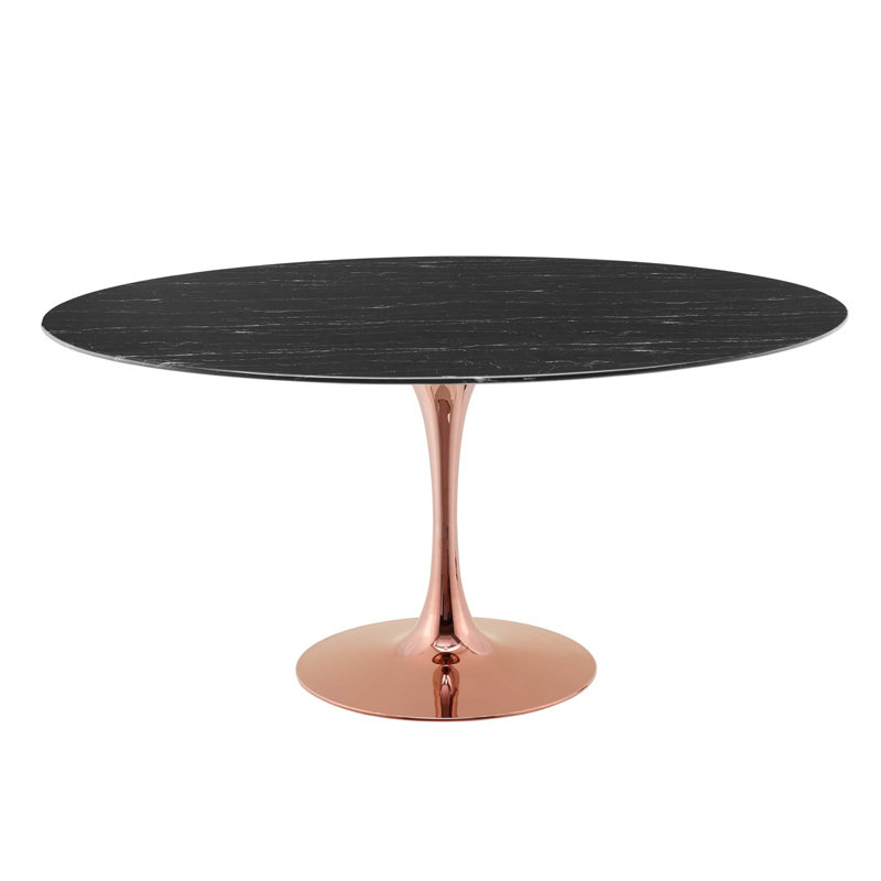 Table de bar Lippa, plateau rond en marbre artificiel, par Modway, Rose, L 60 po x l 60 po