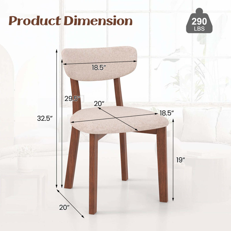 19'' H Upholstered Side Chair, Beige, Walnut