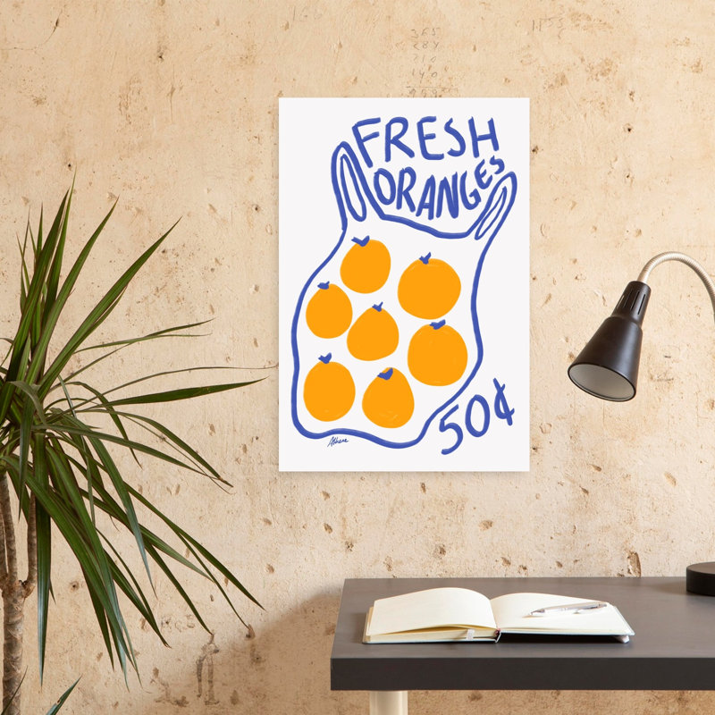 Oranges fraîches, art mural rétro, H 24 po x l 16 po