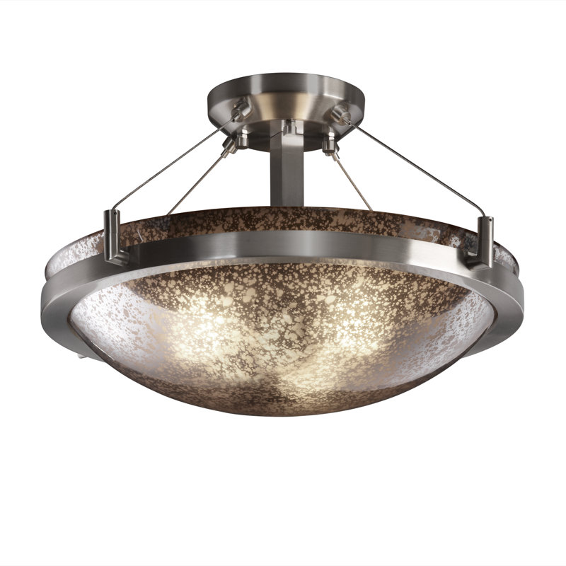 Aleyla Artisan Glass Semi Flush Mount, Mercury, Dark Bronze