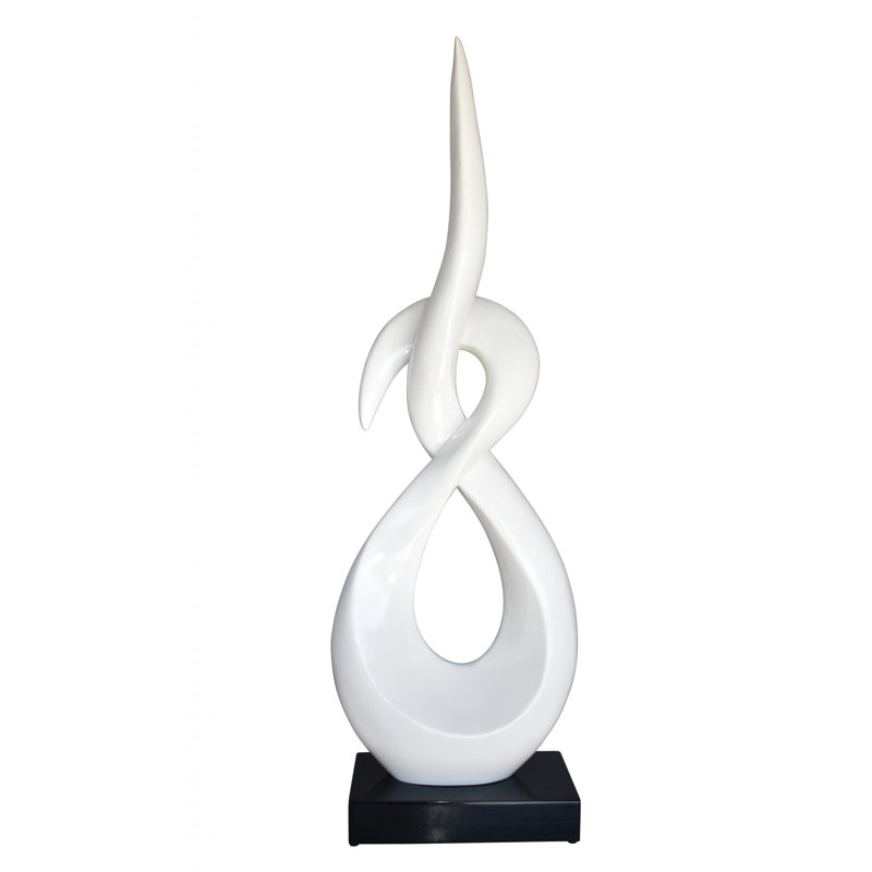 Sculpture Modern Art Eternity en résine sur une base: 13 po x 7 po x 42 po, Blanc