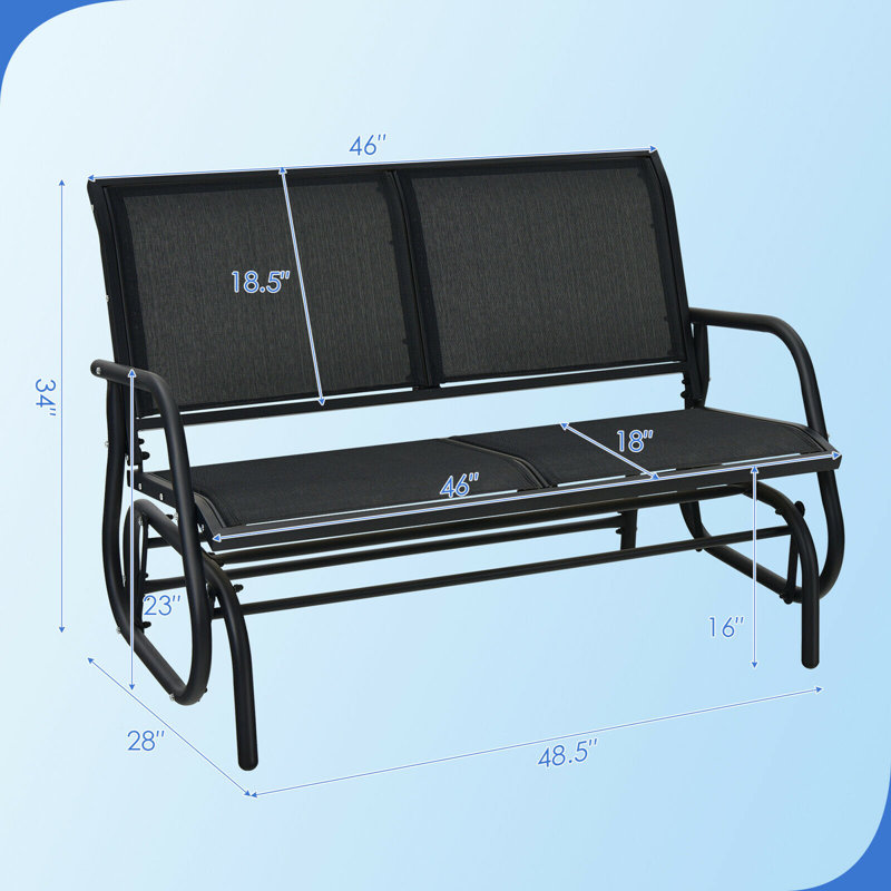Annemaria Steel Outdoor Glider, Black, Black