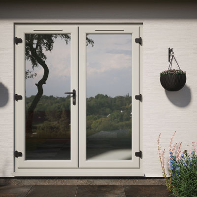 Crystal uPVC Double Glazed French Door Left hand master Black/White Clear Glass 1490x2090mm