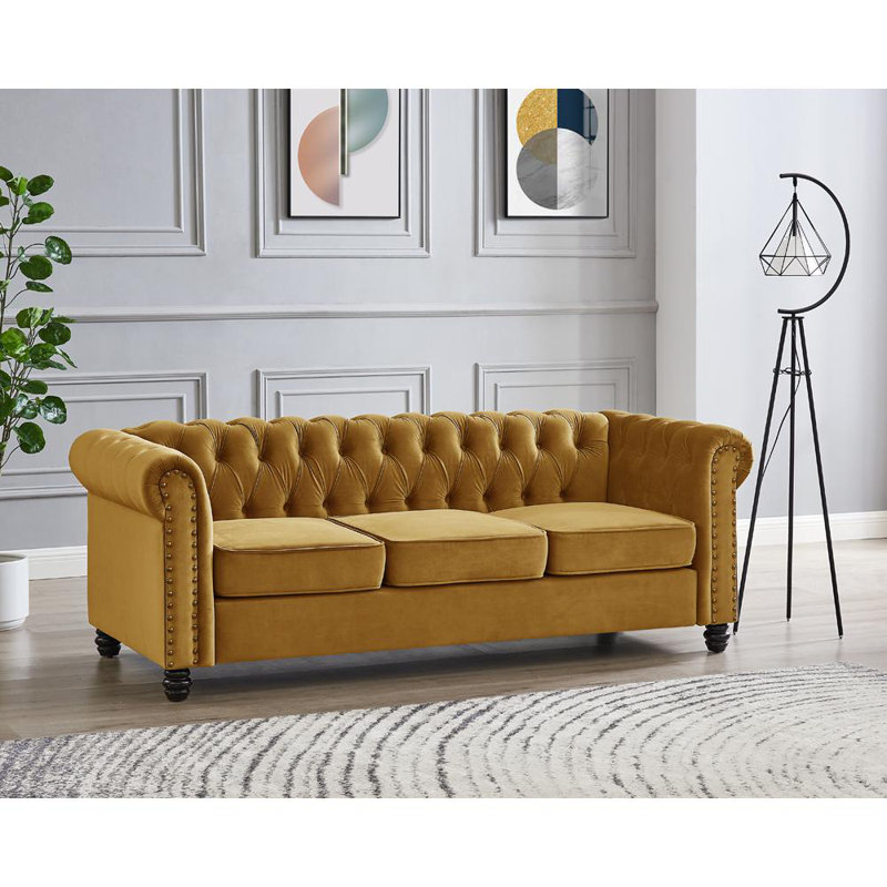 Chesterfield Sofa Velvet, 3, Brown