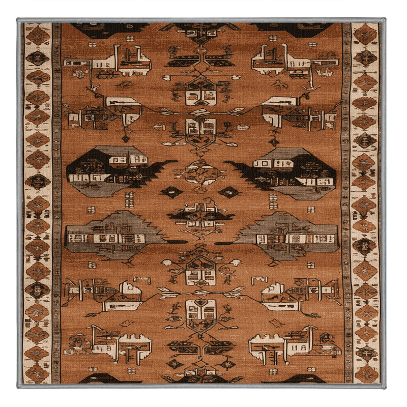 Machine Washable Turkish Brown Area Rug, Square 7'